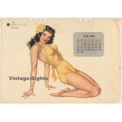Alberto Varga: 1947 Esquire Girl Calendar: June / Pin Up (Vintage Calendar Page)