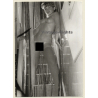 Slim Nude Female Standing / Pearl Curtain (Vintage Photo GDR ~1970s/1980s)