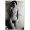 Slim Darlhaired Nude Standing / Wallpaper (Vintage Photo GDR ~1970s/1980s)