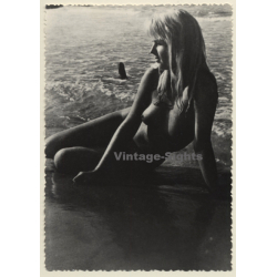 Pretty Blonde Nude In The Surf / Sand - Boobs (Vintage Photo ~1950s/1960s)