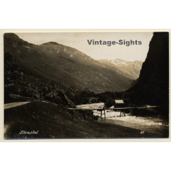 Flamsdalen / Norway: View Into Valley - River (Vintage RPPC)