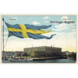 Stockholm / Sweden: Kungl. Slottet / Flag (Vintage PC 1909)