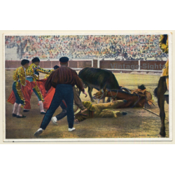 Corrida De Toros: Una Caida Al Descubierto / Torero (Vintage Postcard)