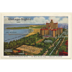 Chicago / Illinois: Edgewater Beach Hotel (Vintage PC 1930s)