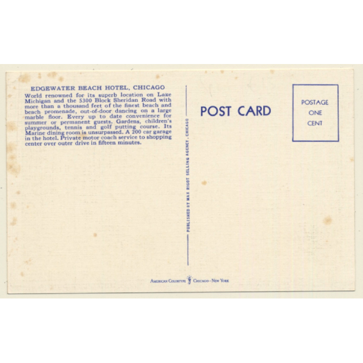 Chicago / Illinois: Edgewater Beach Hotel (Vintage PC 1930s)