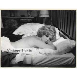 Gérard Cossevin: Pretty Topless Blonde On Bed (Vintage Movie Still Photo 1969)