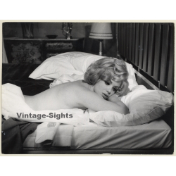 Gérard Cossevin: Pretty Topless Blonde On Bed (Vintage Movie Still Photo 1969)