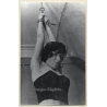Darkhaired Maid With Hands Tied Above The Head / BDSM (2nd Gen. Photo B/W ~1960s)