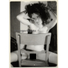 Natural Brunette Nude On Chair / Glasses (Vintage Photo GDR ~1980s)