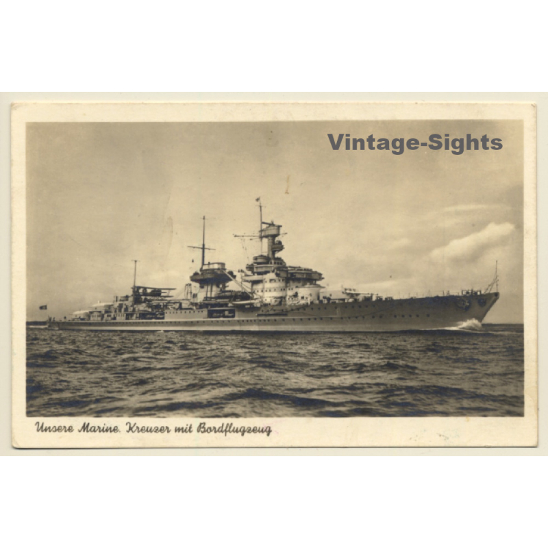 Kreuzer Mit Bordflugzeug / Kriegsschiff - Warship (Vintage RPPC 1943)