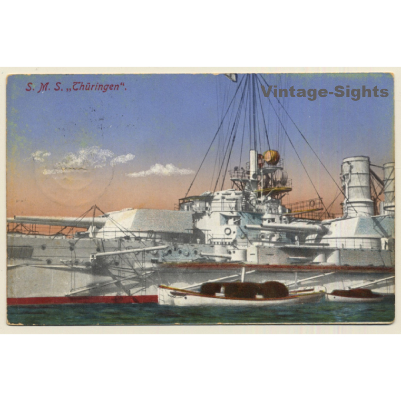 S.M.S. Thüringen / Kriegsschiff - German Warship (Vintage PC 1915)
