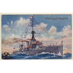 H.M.S. Dreadnought / Royal Navy - Warship (Vintage Artist PC 1900s)