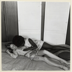 Erotic Study: 2 Semi Nude Interracial Girlfriends On Bed / Lesbian INT (Vintage Photo KORENJAK 1970s/1980s)