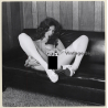 Erotic Study: Lascivious Semi Nude On Leather Couch*1 / Pearl Necklace - Nylons (Vintage Photo KORENJAK 1970s/1980s)
