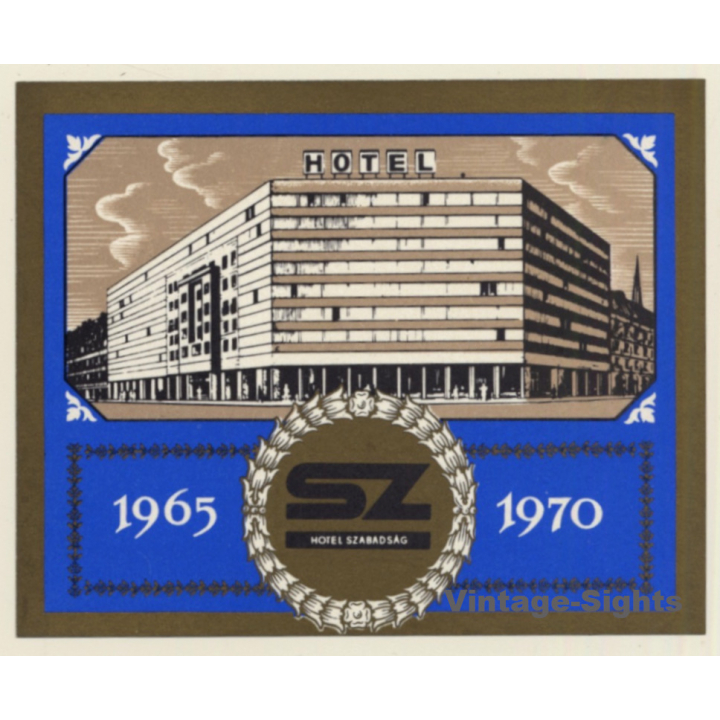 Budapest / Hungary: Hotel Szabadsag (Vintage Luggage Label)