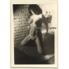 Natural Topless Female *4 / Kneeling On Carpet (Vintage Photo France ~1940s/1950s)