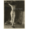Rear View: Nude Female In Front Of Fire Place / Butt - Legs (Vintage Photo France ~1940s/1950s)