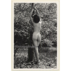 Slim Natural Nude In Garden *4 / Rear View - Butt (Vintage Photo France ~1940s/1950s)