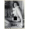 Pensive Nude Curlyhead On Psychedelic Carpet / Nylons (Vintage Photo GDR ~1970s/1980s)