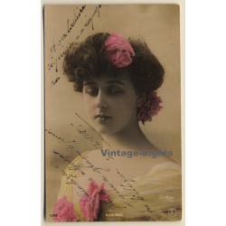 Reutlinger: French Actress Robinne (Vintage Hand Colored RPPC 1900s)