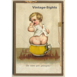 Little Boy On Chamber Pot (Vintage Funny Gimmick PC 1910s/1920s)