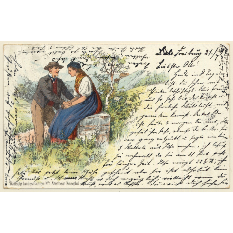 Black Forest: Badische Landestrachten N°1 Altenheim Kinzigthal (Vintage PC Litho 1899) Black Forest: Badische Landestrachten N°1 Altenheim Kinzigthal (Vintage PC Litho 1899)