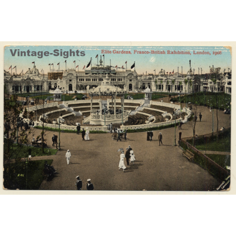 London / UK: Elite Gardens - Franco British Exhibition 1908 (Vintage PC)