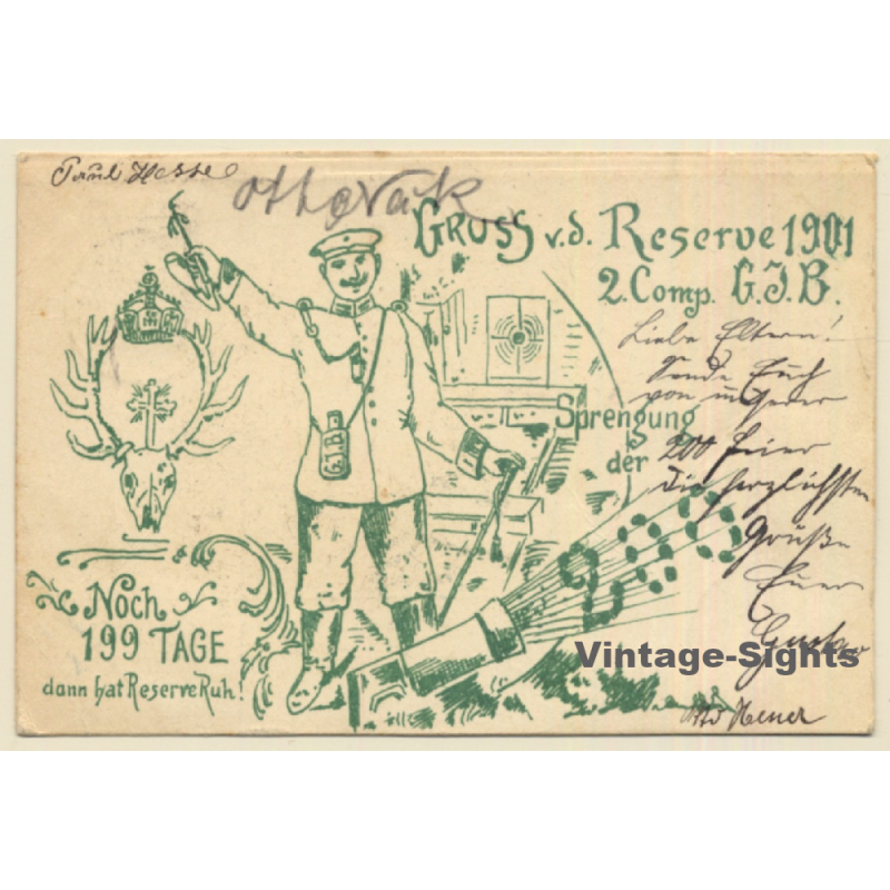 Gruss V.D. Reserve 2te Kompanie G.J.B. Noch 199 Tage (Vintage PC 1901)