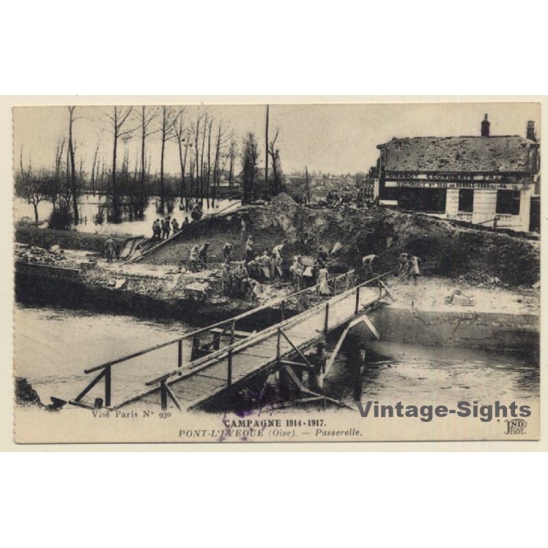 Pont L'Eveque / France: Campagne 1914-1917 Passarelle / Homework (Vintage PC 1918) Pont L'Eveque / France: Campagne 1914-1917 Passarelle / Homework (Vintage PC 1918)