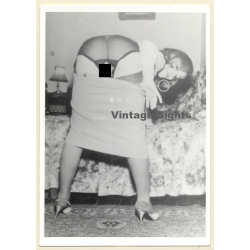 Rear View: Woman With Pulled Down Skirt Bends Over / Cheeky Panties (Vintage Photo ~1950s/1960s)
