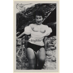Cheeky Semi Nude Pin-Up Flashing Boobs (Vintage Photo ~1950s)