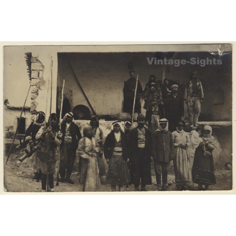 Arabs & Syrians In Mulaka / Traditional Clothing (Vintage RPPC ~1910s/1920s)