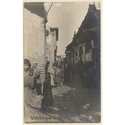 Aleppo / Syria: Native Folks In A Back Alley (Vintage RPPC ~1910s/1920s)