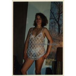 Natural Semi Nude Curlyhead In Transparent Lingerie*3 (Vintage Photo GDR ~1980s)