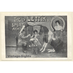 The 3 Lettiks - Sport Akt / Acrobatic - Horse (Vintage PC ~1910s)