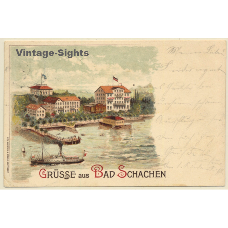 Bad Schachen / Germany: Waterfront (Vintage PC Litho 1899)
