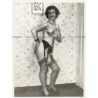 Geeky Shorthaired Nude / Wallpaper - Stockings (Vintage Photo B/W ~1950s)