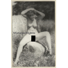 Cheeky Nude Female Sitting On Rock / Nudism (Vintage Photo GDR ~1980s)