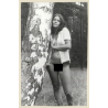 Longhaired Semi Nude Leaning Against Birch *4 (Vintage Photo GDR ~1980s)