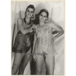 Erotic Study: 2 Slim Nudes On Transparent Negligees (Vintage Photo GDR ~1980s)