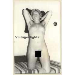 Erotic Study: Natural Blonde Nude Kneeling & Showing Hairy Armpits (Vintage Photo GDR ~1980s)