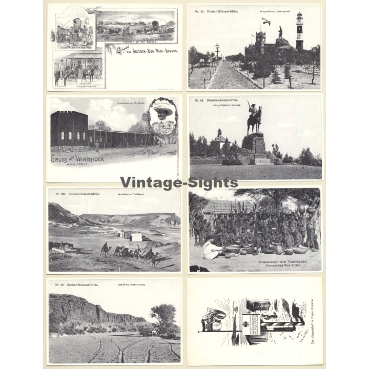 Namibia: Deutsch Südwestafrika (Set Of 8 PC Re-Edition Peter's Antiques ~1990s)