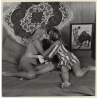Erotic Study: 2 Dressed Blondes Kissing On Bed / Feet - Lesbian INT (Vintage Photo KORENJAK 1970s/1980s)