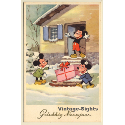 Walt Disney: Happy New Year Mickey Mouse / Gelukkig Nieuwjaar (Vintage PC Belgium 1950s/1960s)