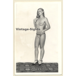 Erotic Study: Longhaired Blonde Nude Standing / Panties (Vintage Photo GDR ~1980s)