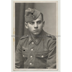 Portrait Of Pretty Young German Soldier In Uniform (Vintage Photo B/W 1930s)