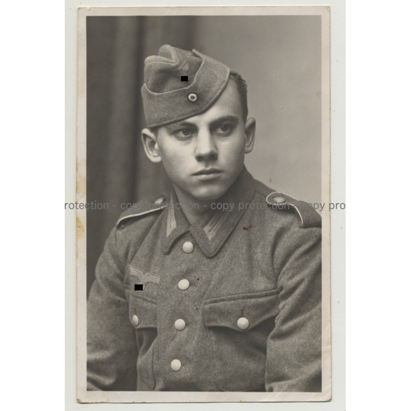 Portrait Of Pretty Young German Soldier In Uniform (Vintage Photo B/W 1930s)