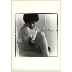 Artistic Erotic Portrait: Natural Chubby Nude With Freckles *5 (Vintage Photo France B/W ~1980s)