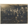 Group Of Belgian Miners With Miner's Lamps / Mineurs (Vintage Photo Sepia ~1910s/1920s)
