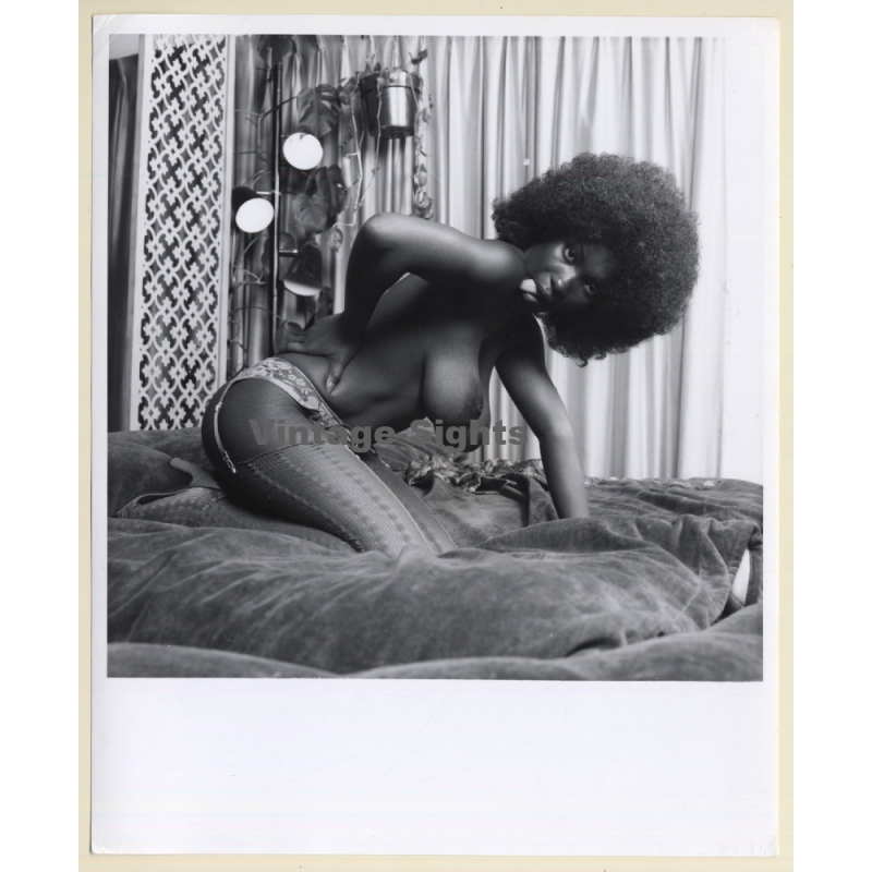 Erotic Study: Busty Dark-Skinned Nude With Afro *3 (Vintage Photo KORENJAK 1970s/1980s)